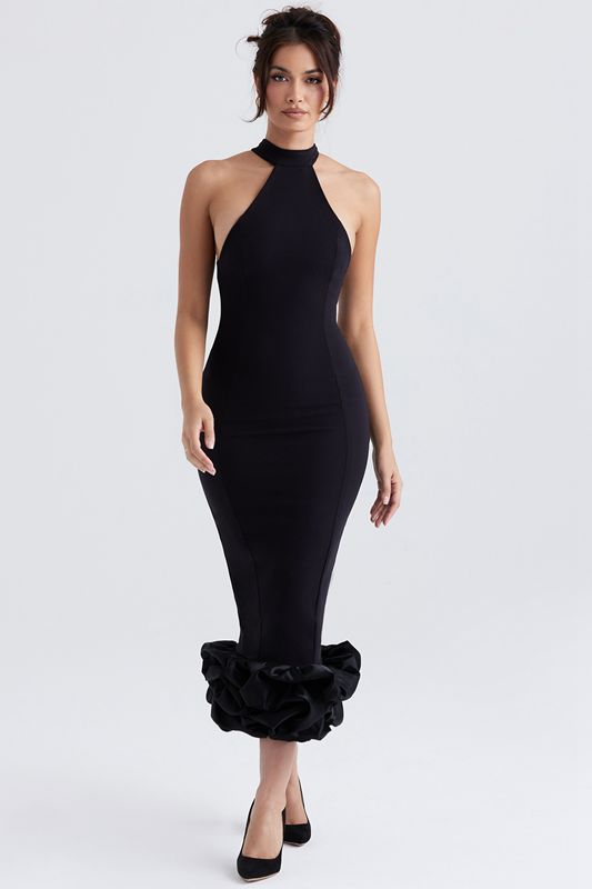 Black House Of Cb Peplum  Midi Dress | JYM-946187