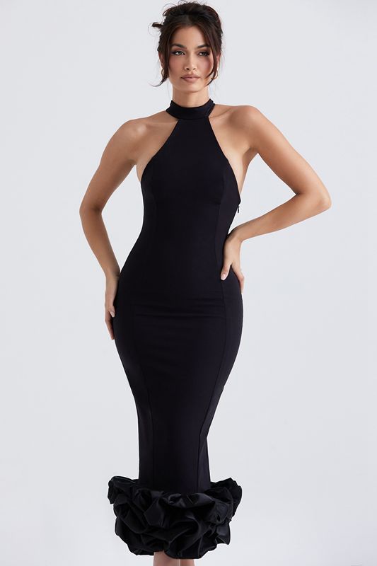 Black House Of Cb Peplum  Midi Dress | JYM-946187