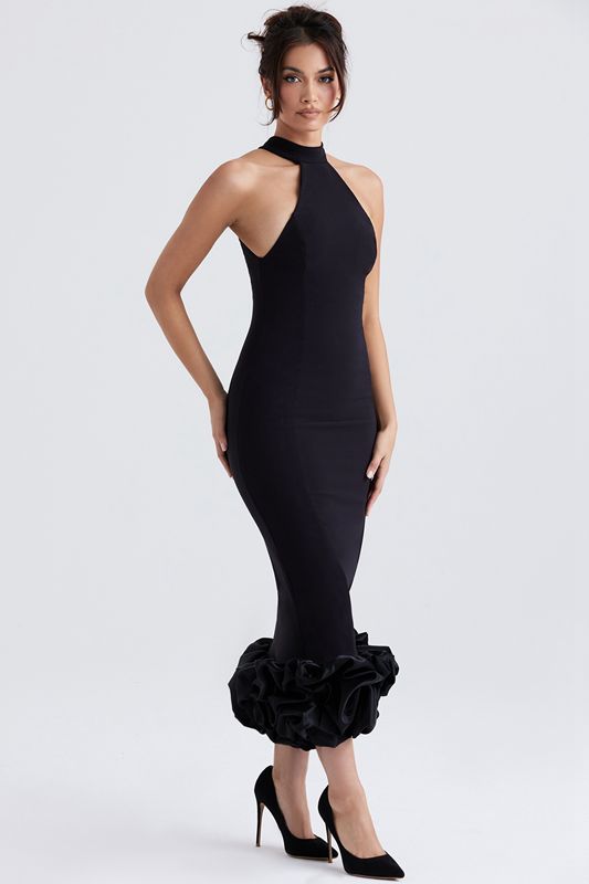 Black House Of Cb Peplum  Midi Dress | JYM-946187