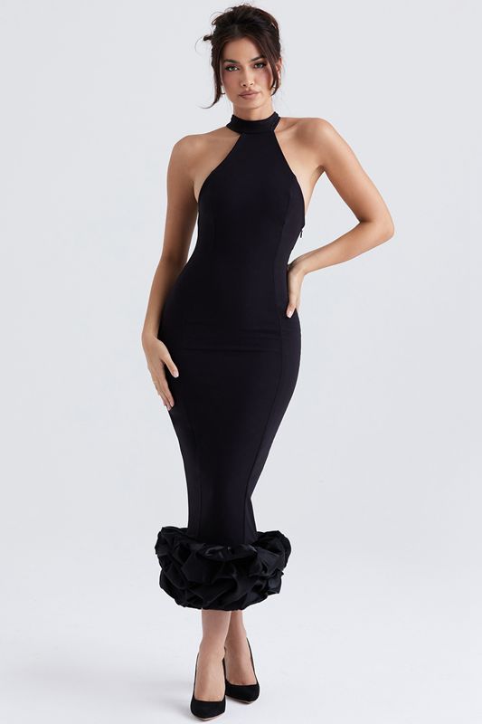 Black House Of Cb Peplum  Midi Dress | JYM-946187