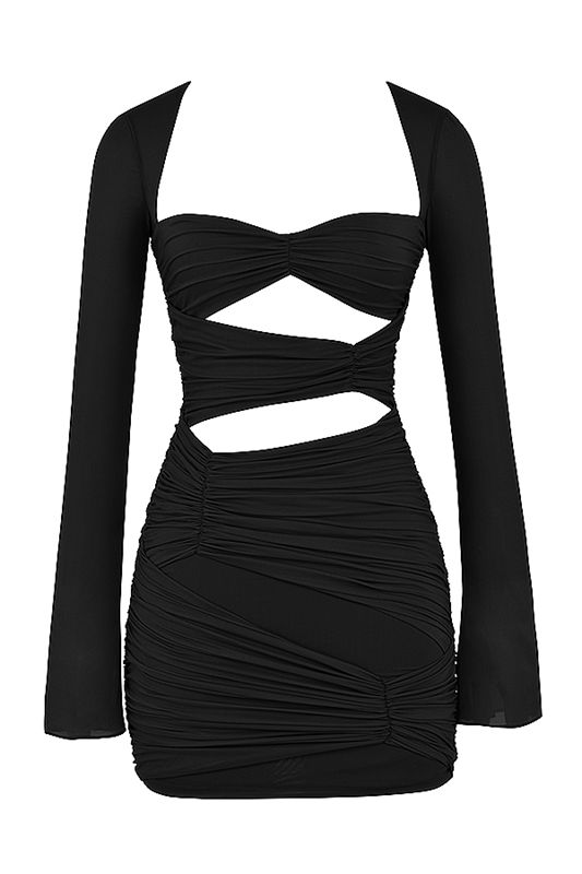 Black House Of Cb Real Silk Cutout Mini  Dress | LTY-627354