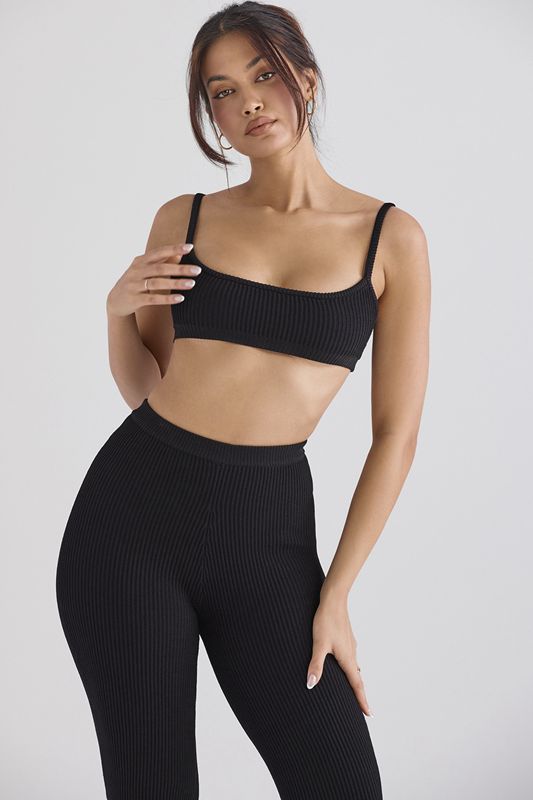 Black House Of Cb Ribbed Knit Bras | FVI-297365