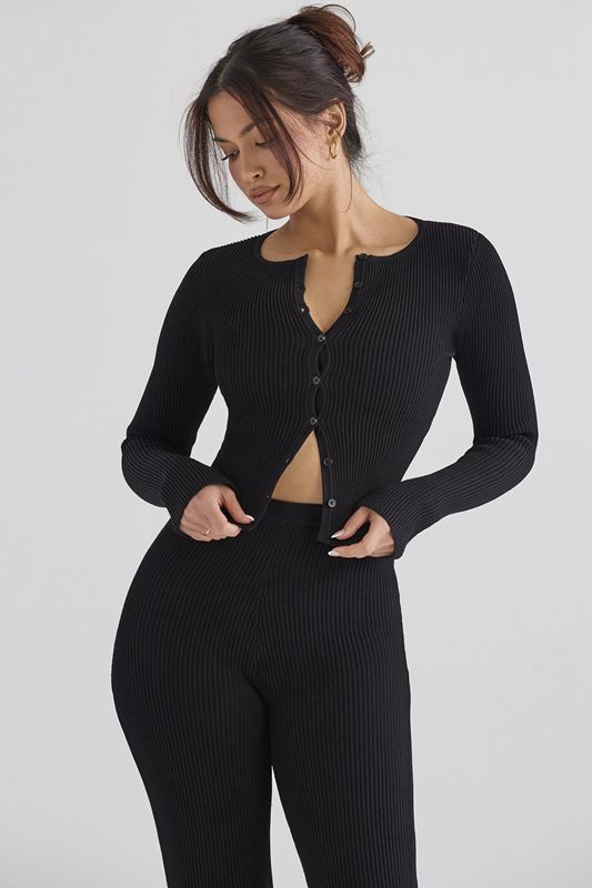 Black House Of Cb Ribbed Knit Tops | EKN-326897