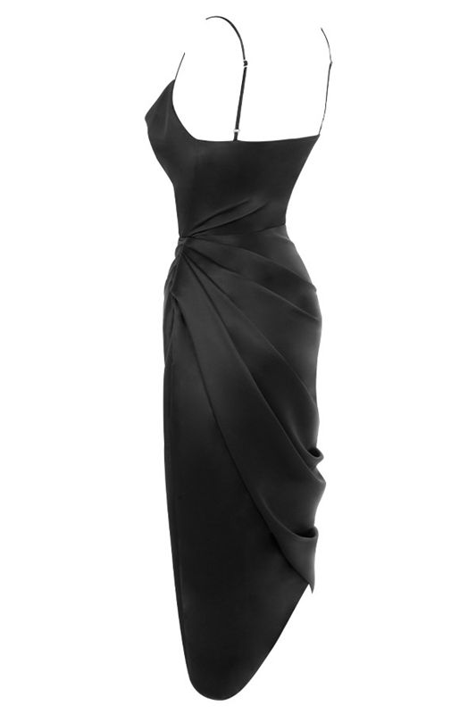 Black House Of Cb Satin Balcony Dress | FSA-057964