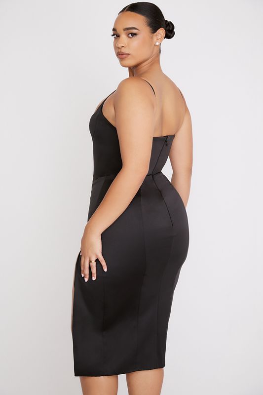 Black House Of Cb Satin  Midi Dress | GTL-517390