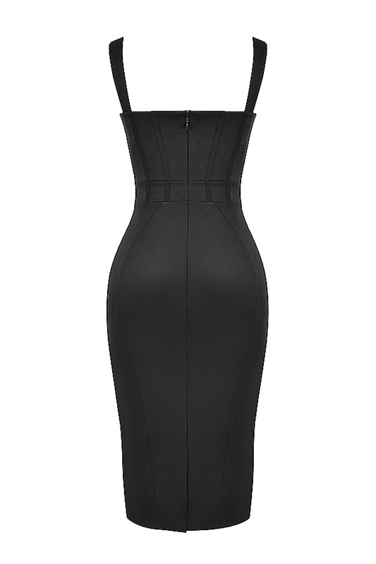 Black House Of Cb Satin  Midi Dress | UWV-273160