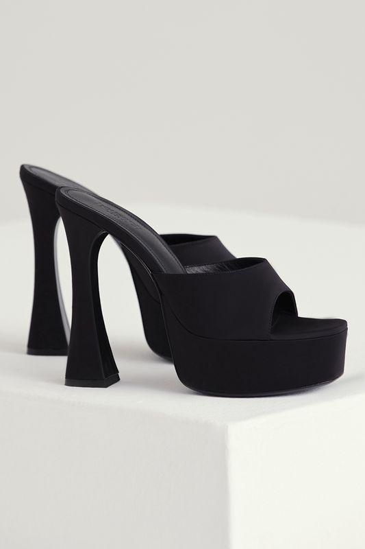 Black House Of Cb Satin Platform Mules | MAW-283510