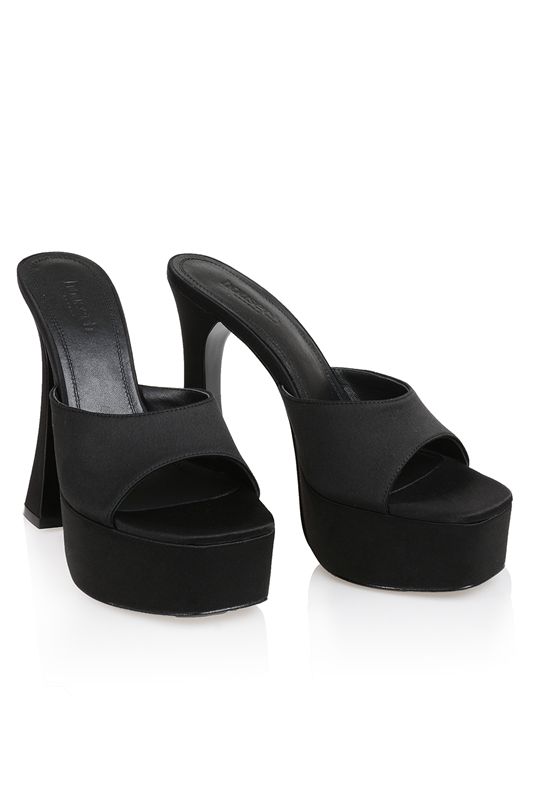 Black House Of Cb Satin Platform Mules | MAW-283510