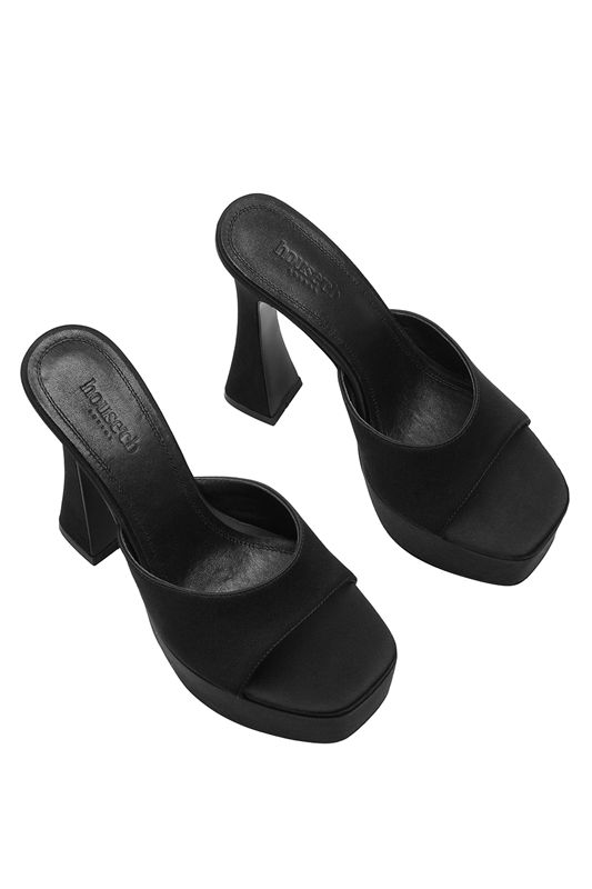 Black House Of Cb Satin Platform Mules | MAW-283510