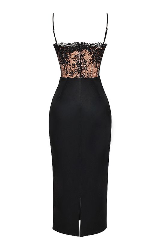 Black House Of Cb Satin and Lace Dress | NXS-860791