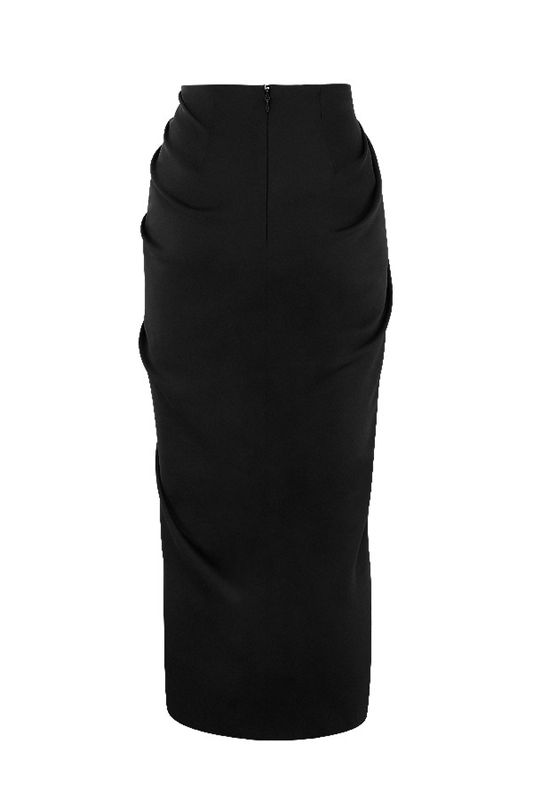 Black House Of Cb Silky Satin Draped Skirts | EGI-452798