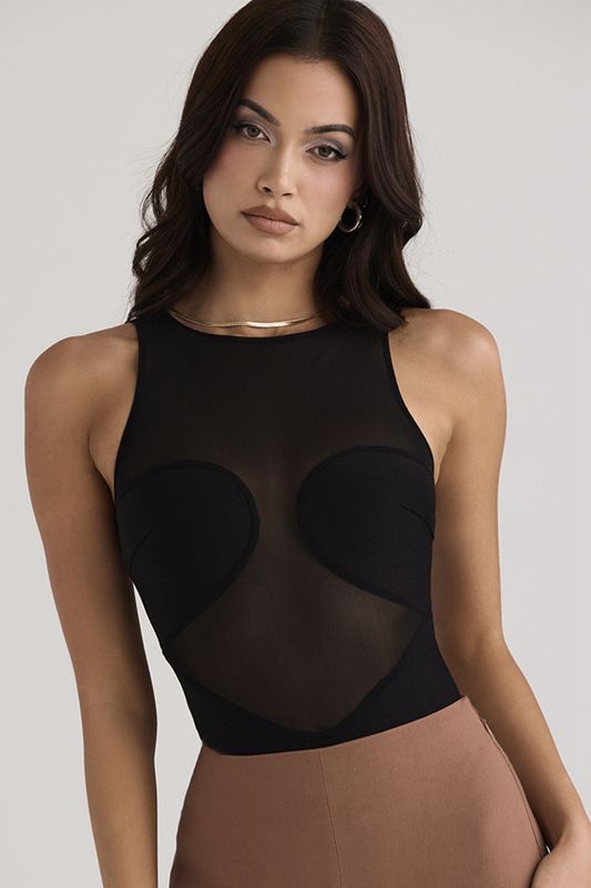 Black House Of Cb Sleeveless  Bodysuit | EAM-874251