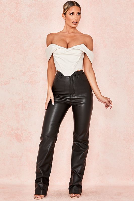 Black House Of Cb Stretch Vegan Leathers Pants | JEN-835274