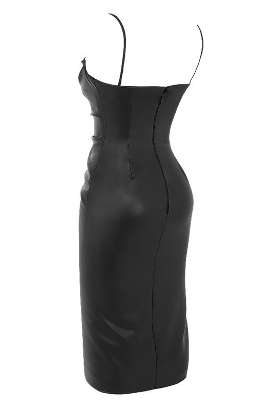 Black House Of Cb Vegan Leather Midi Dress | YVJ-164902