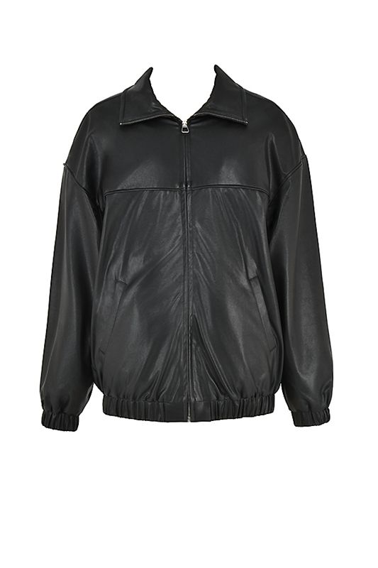 Black House Of Cb Vegan Leather Oversized Bomber  Jacket | CYU-580943