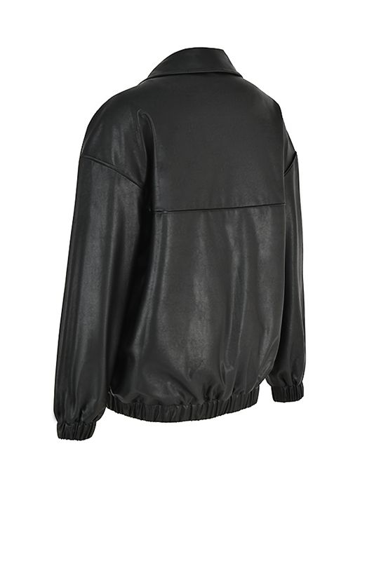 Black House Of Cb Vegan Leather Oversized Bomber  Jacket | CYU-580943