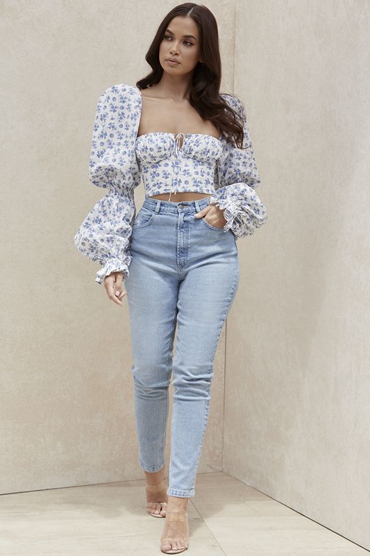 Blue House Of Cb Blue High Waist Denim  Jeans | IVX-934071