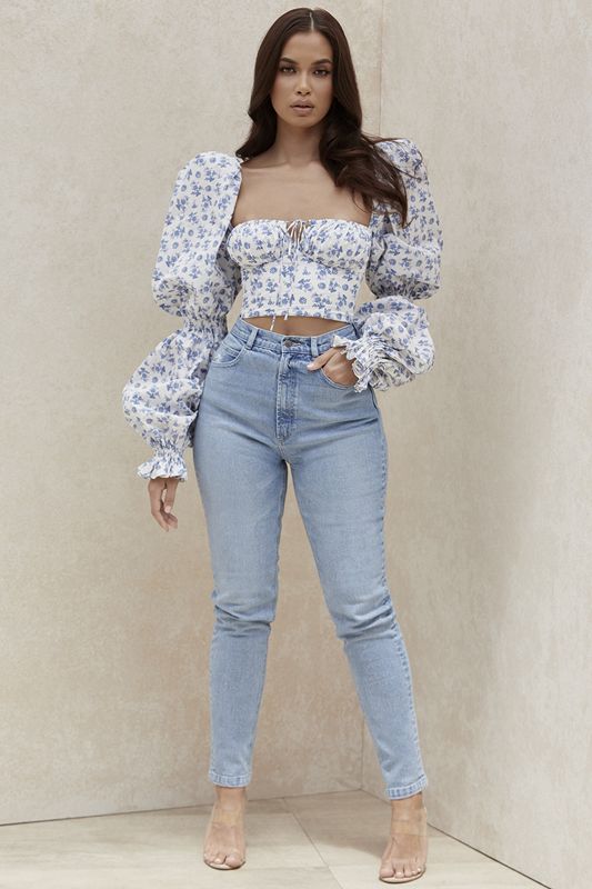 Blue House Of Cb Blue High Waist Denim  Jeans | IVX-934071