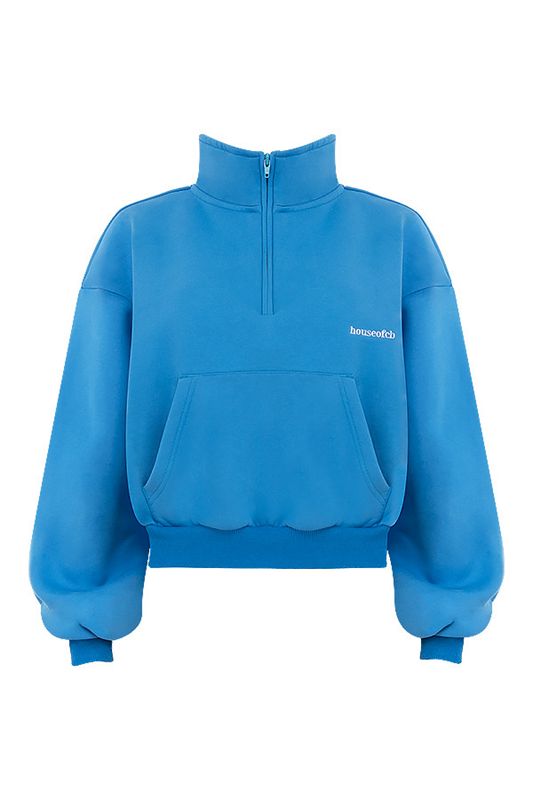 Blue House Of Cb Cropped Zip Front Sweatshirts | KTB-527018