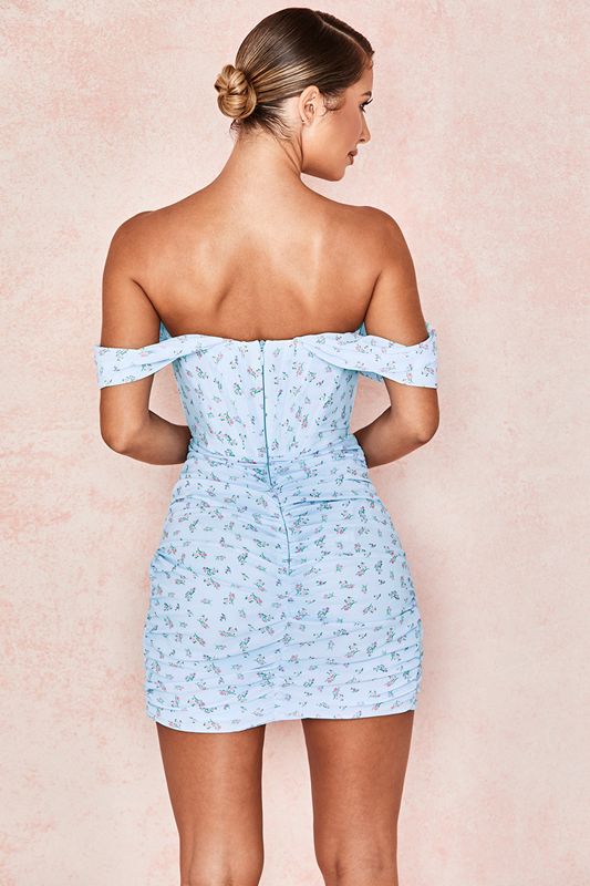 Blue House Of Cb Floral Draped Mini Dress | UCZ-963248