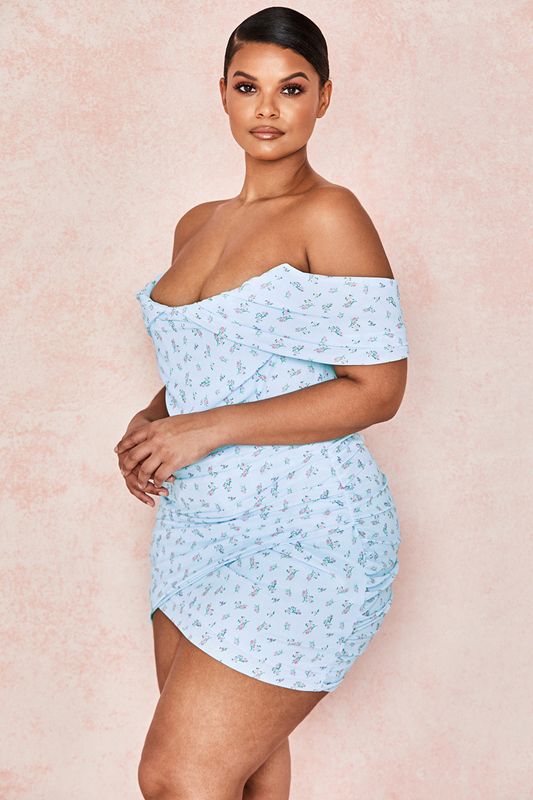 Blue House Of Cb Floral Draped Mini Dress | UCZ-963248