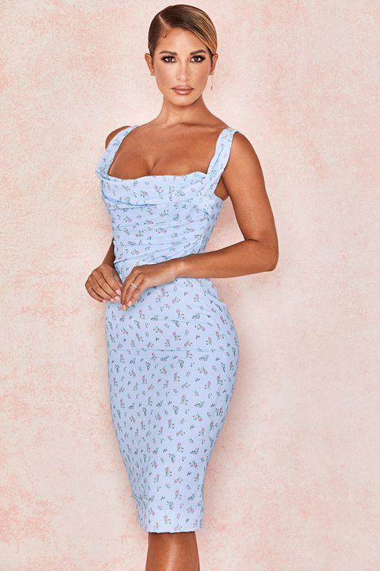 Blue House Of Cb Floral  Midi Dress | UBJ-710435