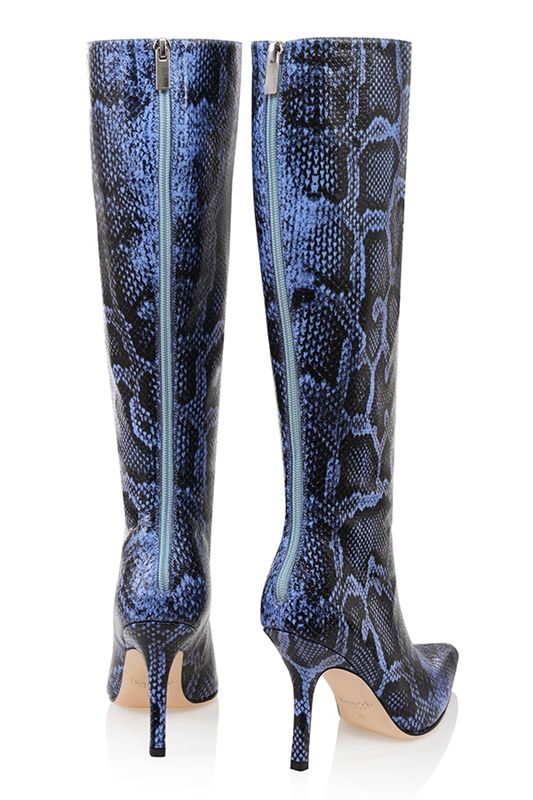 Blue House Of Cb Print Leather Knee High  Boots | YOA-201645