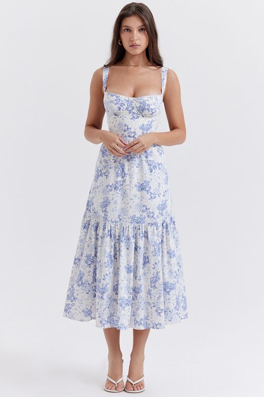 Blue House Of Cb Print Midi Dress | ACS-564019