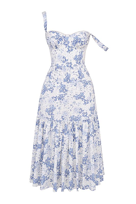 Blue House Of Cb Print Midi Dress | ACS-564019