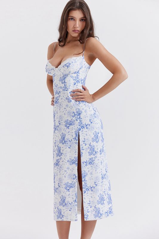 Blue House Of Cb Print  Midi Dress | KVW-031928