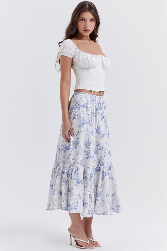 Blue House Of Cb Print Midi Skirts | NXU-807561