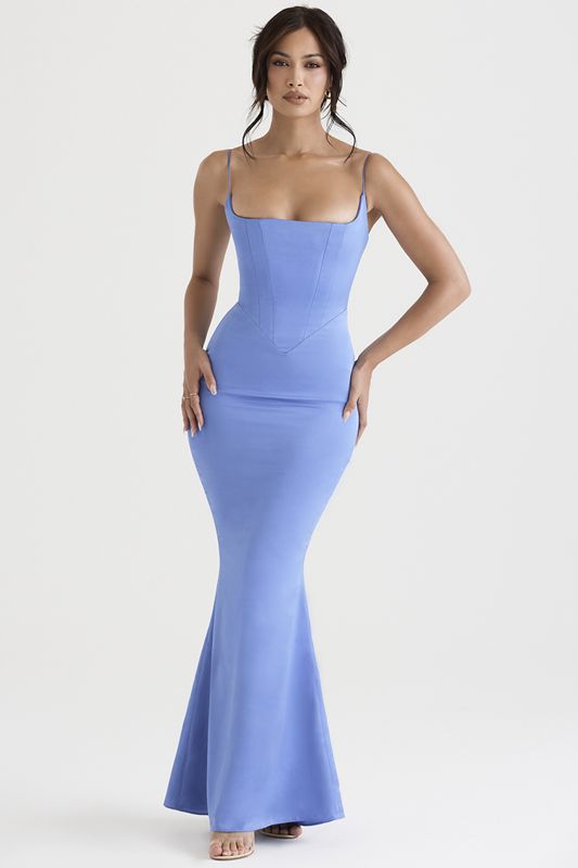 Blue House Of Cb Satin Maxi Dress | BJR-205389