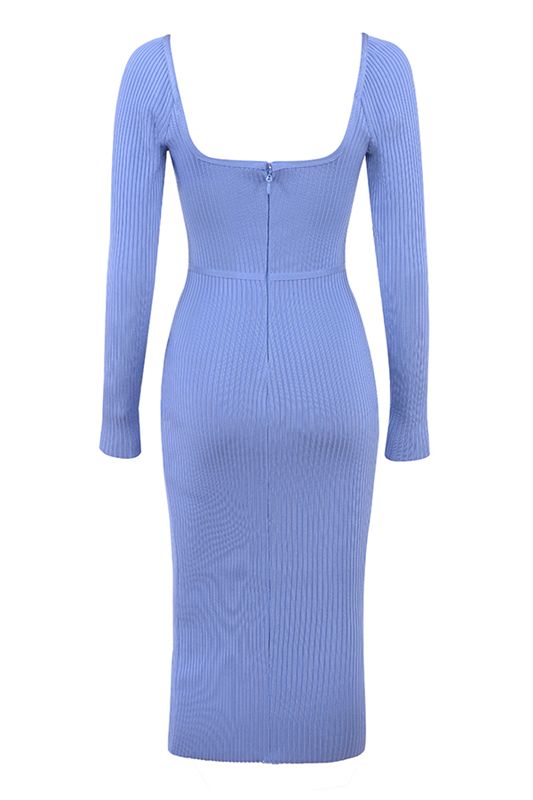 Blue House Of Cb Thigh Split Midi Dress | NIS-890546