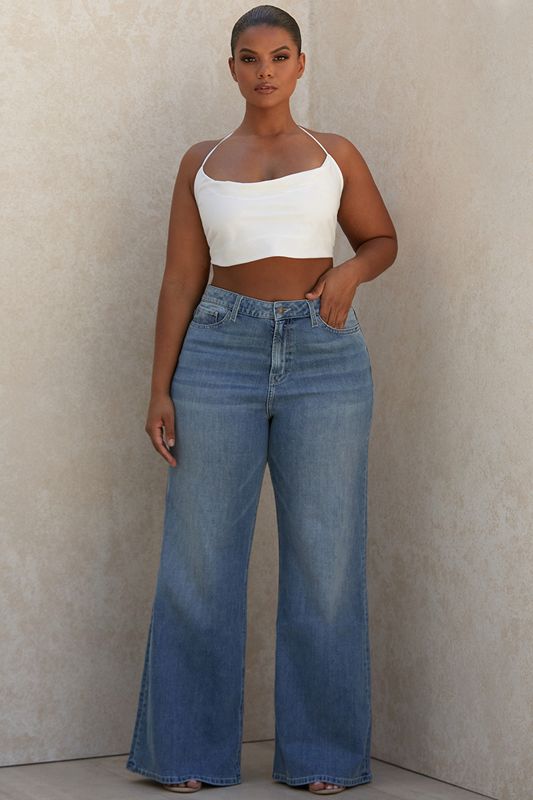 Blue House Of Cb Waist Wide Leg Jeans | GUT-871942