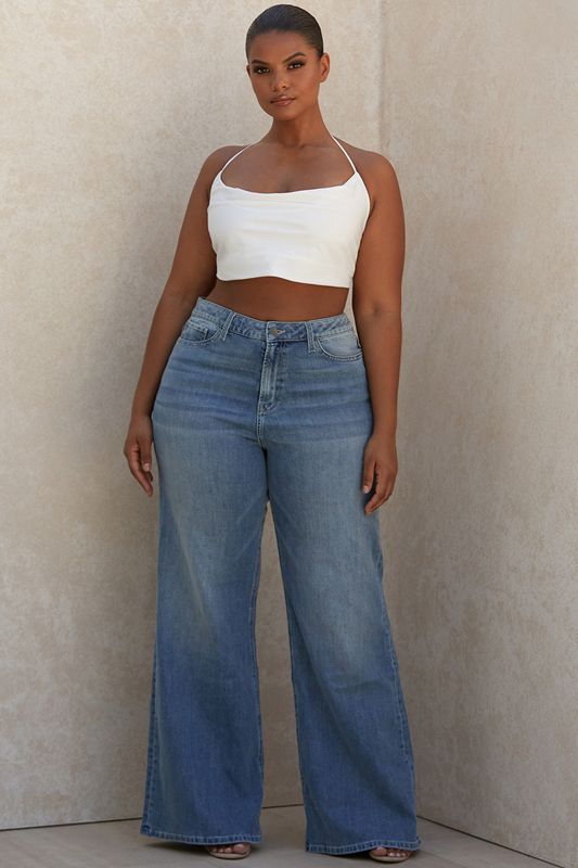 Blue House Of Cb Waist Wide Leg Jeans | GUT-871942