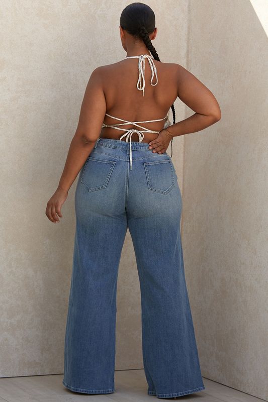 Blue House Of Cb Waist Wide Leg Jeans | GUT-871942