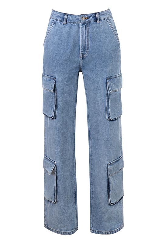 Blue House Of Cb Washed Utility Jeans | OTF-507396