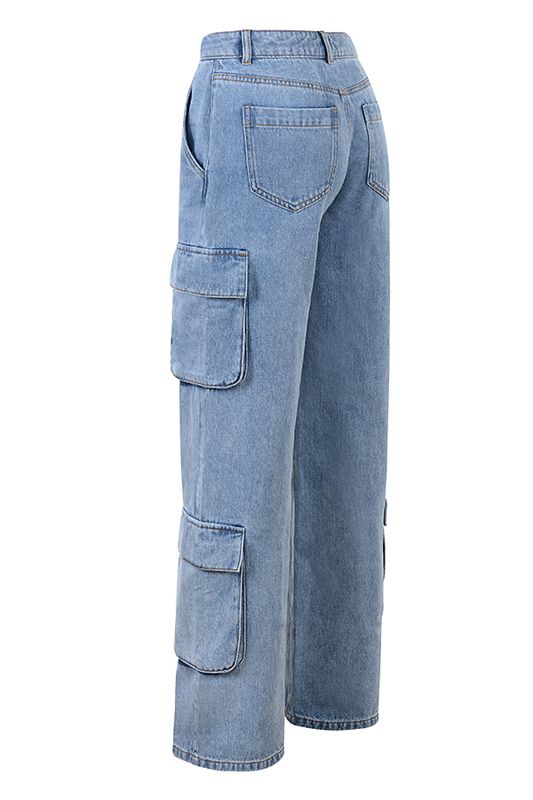 Blue House Of Cb Washed Utility Jeans | OTF-507396