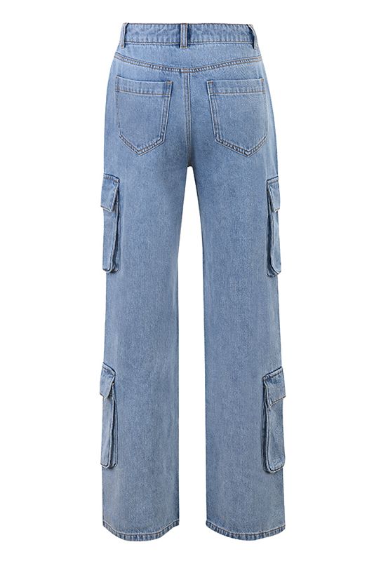 Blue House Of Cb Washed Utility Jeans | OTF-507396