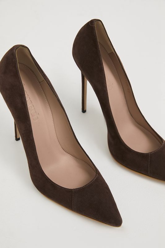 Brown House Of Cb Chocolate Suede Pointy Toe  Heels | FOP-348276