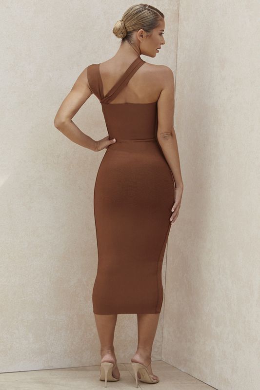 Brown House Of Cb Cut Out Midi Dress | PHE-605832