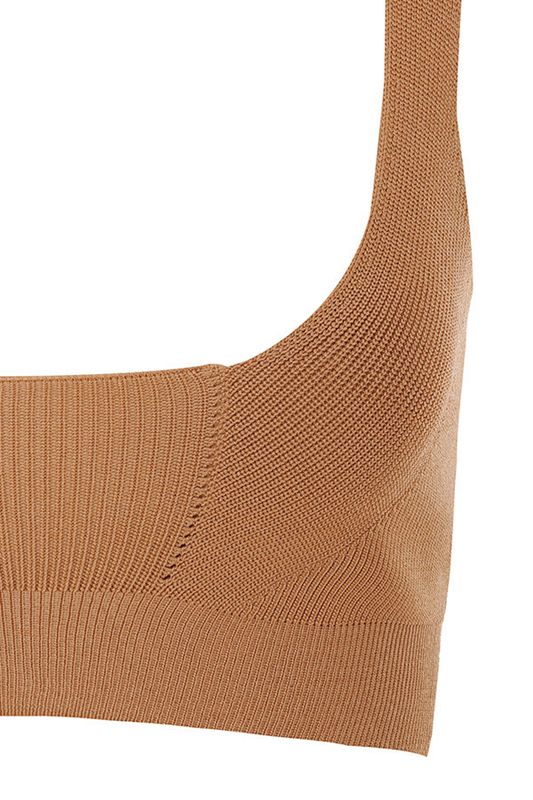 Brown House Of Cb Fine Knit Cropped Tops | TUS-963581