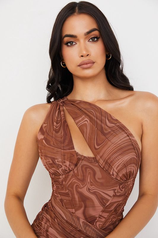 Brown House Of Cb Print Cut Out Mini  Dress | QSL-394617