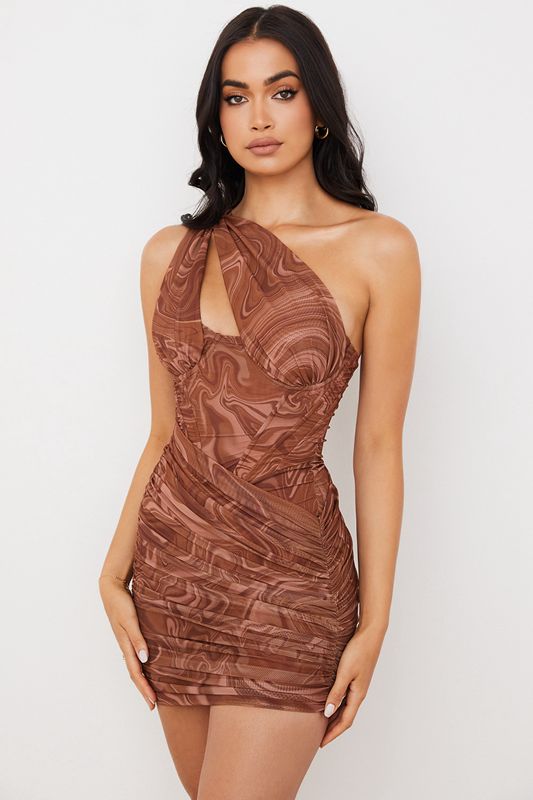 Brown House Of Cb Print Cut Out Mini  Dress | QSL-394617