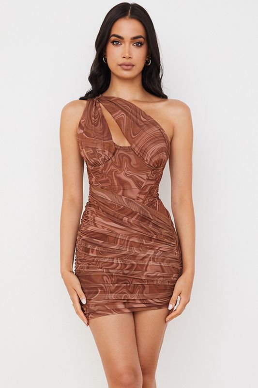 Brown House Of Cb Print Cut Out Mini  Dress | QSL-394617