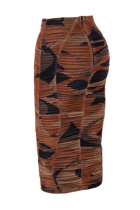 Brown House Of Cb Print Ruched Midi Skirts | PAJ-314087