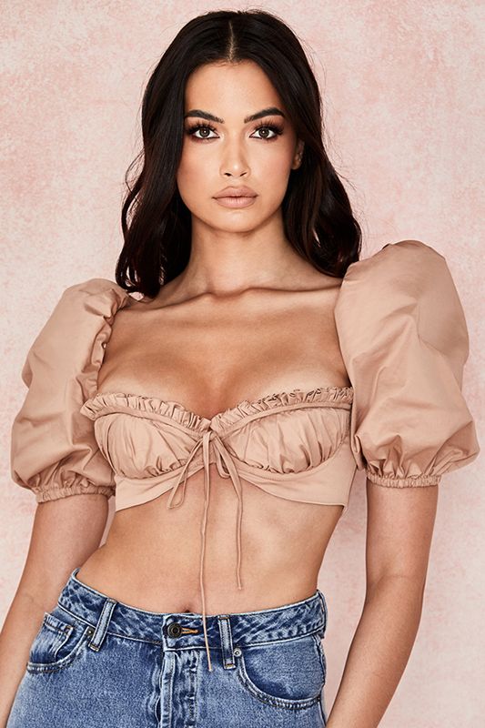 Brown House Of Cb Puff Sleeve Bras | GOL-671589