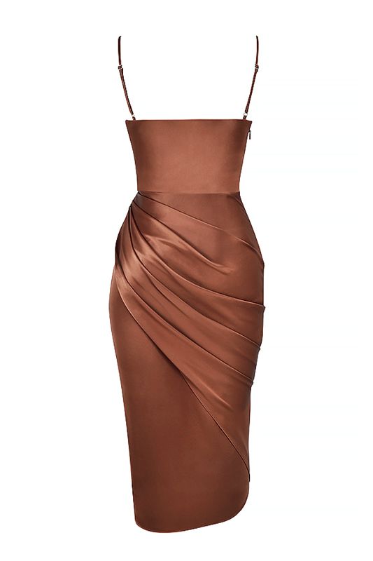 Brown House Of Cb Satin Balcony Dress | QLC-792108