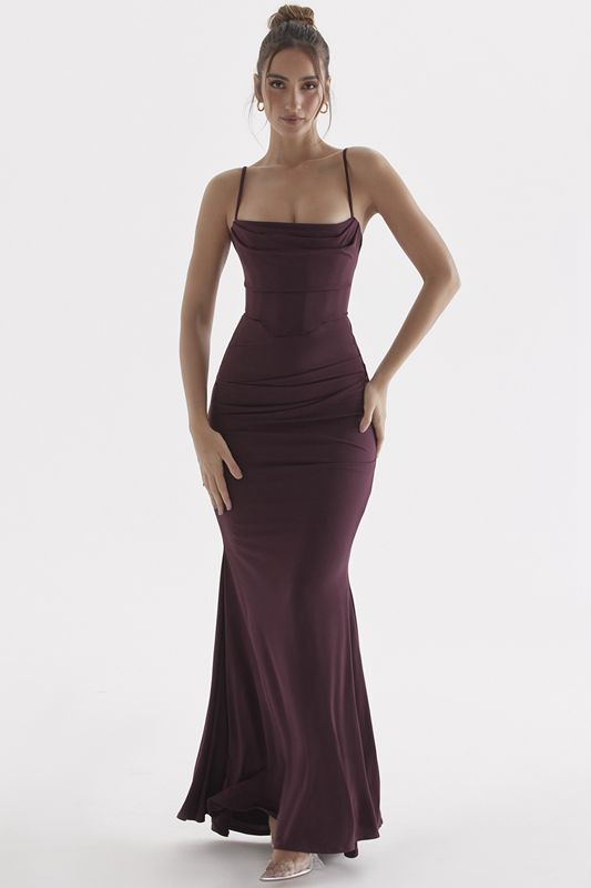 Burgundy House Of Cb Cherry Maxi Dress | UXN-359402