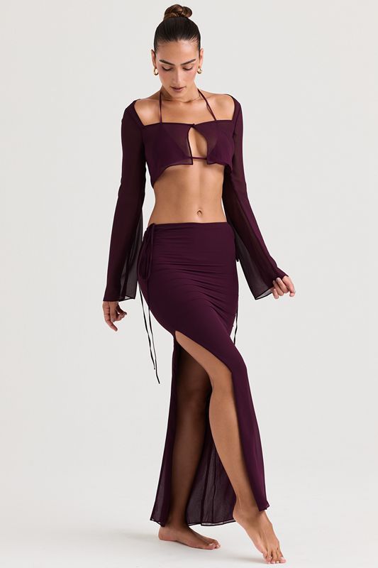 Burgundy House Of Cb Cutout Maxi Skirts | XMZ-546123